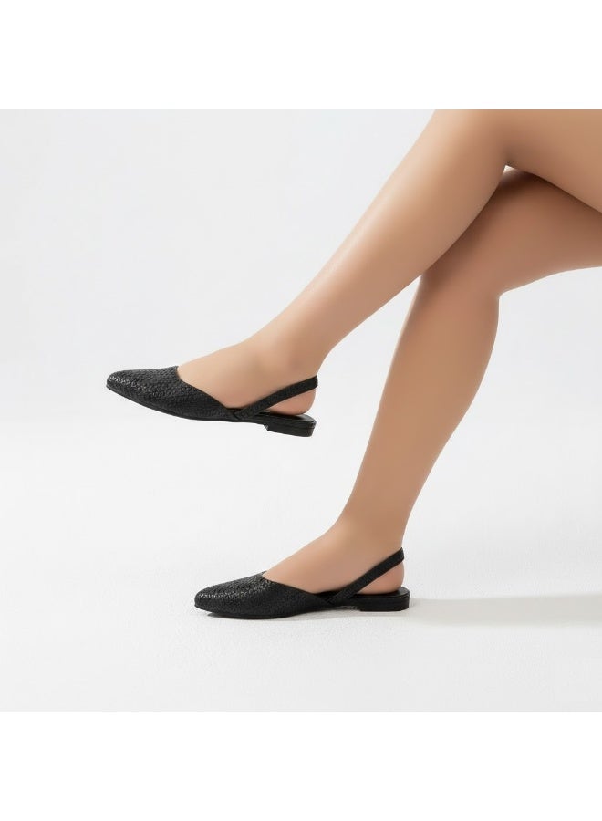 لايف ستيلاش  سابوه فلات جلد انيق BF-801 - اسود - Image 1